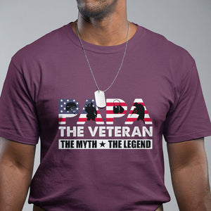Patriotic Papa T Shirt - The Veteran The Myth The Legend Dad Fathers Day Gift Tee TS02 Maroon Print Your Wear