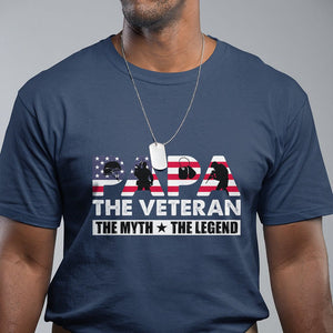 Patriotic Papa T Shirt - The Veteran The Myth The Legend Dad Fathers Day Gift Tee TS02 Navy Print Your Wear