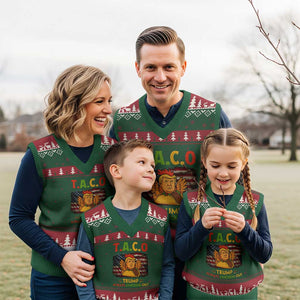 Funny TACO Trump Always Chickens Out V-Neck Knit Sweater Vest American Flag Political Parody TS02 Red Green Print Your Wear