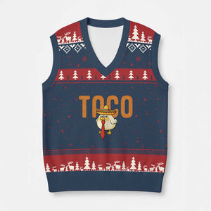 TACO Chicken in Sombrero V-Neck Knit Sweater Vest Funny Mexican Food TS02 Navy Red Print Your Wear