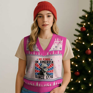 No Kings in America Since 1776 V-Neck Knit Sweater Vest Founding Fathers George Washington Patriotic TS02 Hot Pink Print Your Wear