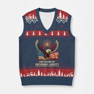 Patriotic Eagle US Army 250th Anniversary V-Neck Knit Sweater Vest 250 Years of Defending Liberty 1775 2025 TS02 Navy Red Print Your Wear