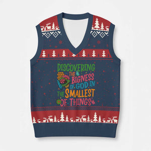 VBS 2025 Insects Adventure V-Neck Knit Sweater Vest Discovering the Bigness of God in the Smallest of Things TS02 Navy Red Print Your Wear