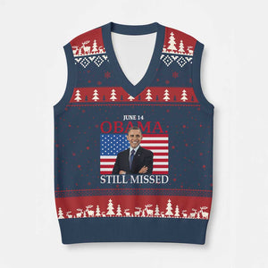 Obama Still Missed V-Neck Knit Sweater Vest Patriotic Tribute for June 14 TS02 Navy Red Print Your Wear