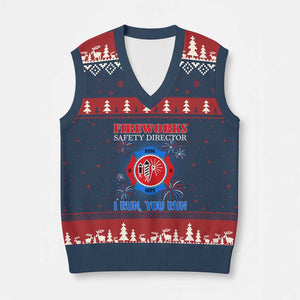 Fireworks Safety Director V-Neck Knit Sweater Vest I Run You Run Funny 4th of July Patriotic TS02 Navy Red Print Your Wear