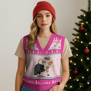 Bald Eagle No Kings In America V-Neck Knit Sweater Vest No Orange We The People Patriotic Political Statement TS02 Hot Pink Print Your Wear