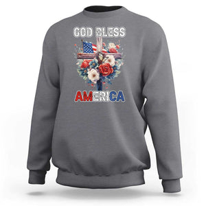 God Bless America Sweatshirt US Flag Christian Cross Religious Faith TS02 Charcoal Print Your Wear