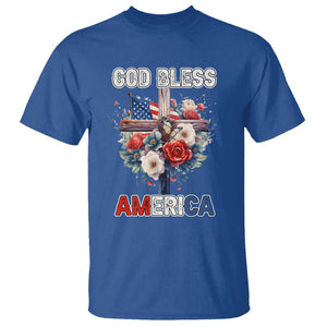 God Bless America T Shirt US Flag Christian Cross Religious Faith TS02 Royal Blue Print Your Wear