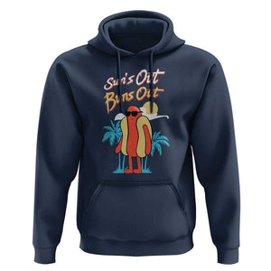 Summer Vibe Hoodie Sun's Out Buns Out Funny Hotdog BBQ Party TS02 Navy Print Your Wear