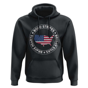 US Pride Hoodie Bold Stripes Bright Stars Brave Hearts American Patriotic TS02 Black Print Your Wear