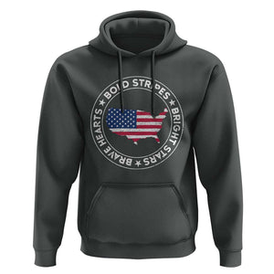 US Pride Hoodie Bold Stripes Bright Stars Brave Hearts American Patriotic TS02 Dark Heather Print Your Wear