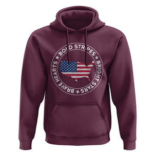 US Pride Hoodie Bold Stripes Bright Stars Brave Hearts American Patriotic TS02 Maroon Print Your Wear