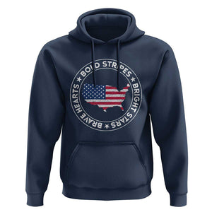 US Pride Hoodie Bold Stripes Bright Stars Brave Hearts American Patriotic TS02 Navy Print Your Wear