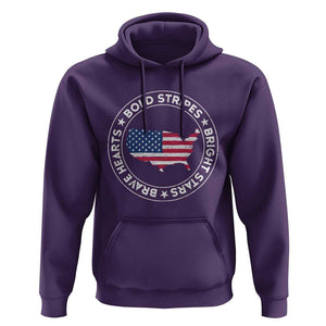 US Pride Hoodie Bold Stripes Bright Stars Brave Hearts American Patriotic TS02 Purple Print Your Wear