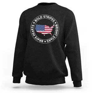 US Pride Sweatshirt Bold Stripes Bright Stars Brave Hearts American Patriotic TS02 Black Print Your Wear