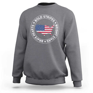 US Pride Sweatshirt Bold Stripes Bright Stars Brave Hearts American Patriotic TS02 Charcoal Print Your Wear