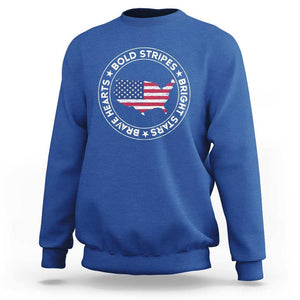 US Pride Sweatshirt Bold Stripes Bright Stars Brave Hearts American Patriotic TS02 Royal Blue Print Your Wear