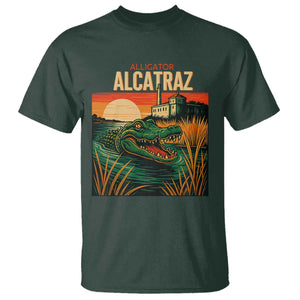 Alligator Alcatraz T Shirt Retro Florida Swamp Political Prison TS02 Dark Forest Green Print Your Wear