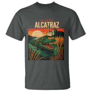 Alligator Alcatraz T Shirt Retro Florida Swamp Political Prison TS02 Dark Heather Print Your Wear