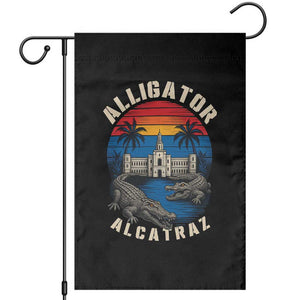 Alligator Alcatraz Political Garden Flag Florida Prison State Retro Sunset TS02 Black Print Your Wear