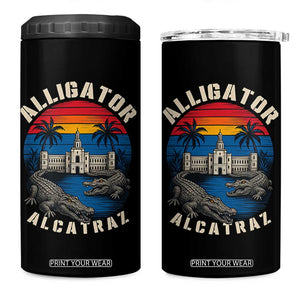 Alligator Alcatraz Political 4 in 1 Can Cooler Tumbler Florida Prison State Retro Sunset TS02 One Size: 16 oz Black Print Your Wear