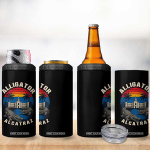 Alligator Alcatraz Political 4 in 1 Can Cooler Tumbler Florida Prison State Retro Sunset TS02 Print Your Wear