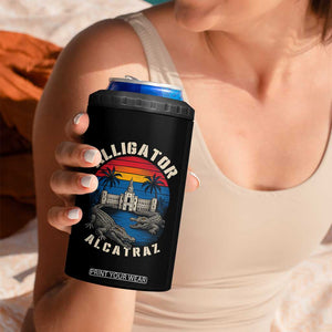 Alligator Alcatraz Political 4 in 1 Can Cooler Tumbler Florida Prison State Retro Sunset TS02 Print Your Wear