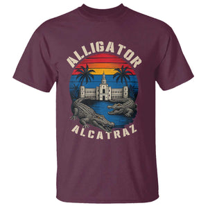 Alligator Alcatraz Political T Shirt Florida Prison State Retro Sunset TS02 Maroon Print Your Wear