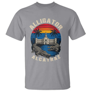 Alligator Alcatraz Political T Shirt Florida Prison State Retro Sunset TS02 Sport Gray Print Your Wear