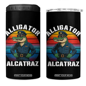 Alligator Alcatraz Florida 4 in 1 Can Cooler Tumbler Funny Gator Cop Political Humor Retro Sunset TS02 One Size: 16 oz Black Print Your Wear
