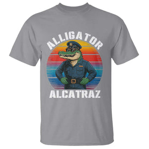 Alligator Alcatraz Florida T Shirt Funny Gator Cop Political Humor Retro Sunset TS02 Sport Gray Print Your Wear
