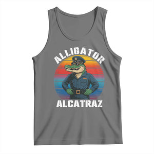 Alligator Alcatraz Florida Tank Top Funny Gator Cop Political Humor Retro Sunset TS02 Black Heather Print Your Wear