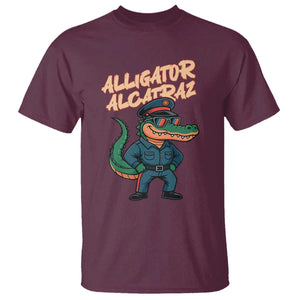 Alligator Alcatraz Political T Shirt Funny Florida Gator Cop with Attitude TS02 Maroon Print Your Wear