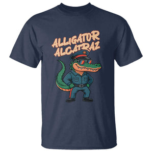 Alligator Alcatraz Political T Shirt Funny Florida Gator Cop with Attitude TS02 Navy Print Your Wear