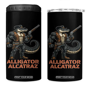 Alligator Alcatraz Gunslinger 4 in 1 Can Cooler Tumbler Swamp Outlaw Satire Patriotic Rebel TS02 One Size: 16 oz Black Print Your Wear
