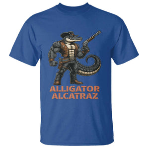 Alligator Alcatraz Gunslinger T Shirt Swamp Outlaw Satire Patriotic Rebel TS02 Royal Blue Print Your Wear