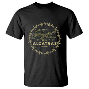 Alligator Alcatraz 2025 T Shirt Gator Lockdown Political Satire Barbed Wire Swamp Humor TS02 Black Print Your Wear