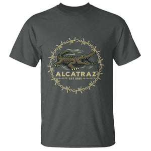 Alligator Alcatraz 2025 T Shirt Gator Lockdown Political Satire Barbed Wire Swamp Humor TS02 Dark Heather Print Your Wear