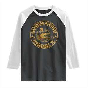 Alligator Alcatraz Everglades FL Raglan Shirt Vintage Political Satire Swamp Prison Humor TS02 Black White Print Your Wear