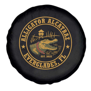 Alligator Alcatraz Everglades FL Spare Tire Cover Vintage Political Satire Swamp Prison Humor TS02 Print Your Wear