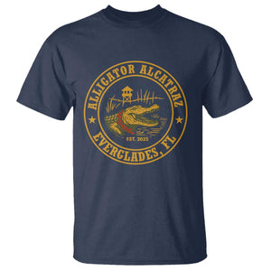 Alligator Alcatraz Everglades FL T Shirt Vintage Political Satire Swamp Prison Humor TS02 Navy Print Your Wear