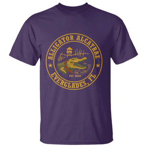 Alligator Alcatraz Everglades FL T Shirt Vintage Political Satire Swamp Prison Humor TS02 Purple Print Your Wear