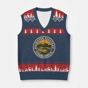 Alligator Alcatraz Everglades Florida V-Neck Knit Sweater Vest Vintage Political Satire Retro TS02 Navy Red Print Your Wear