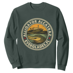 Alligator Alcatraz Everglades Florida Sweatshirt Vintage Political Satire Retro TS02 Dark Forest Green Print Your Wear