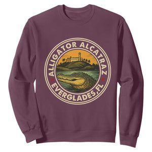 Alligator Alcatraz Everglades Florida Sweatshirt Vintage Political Satire Retro TS02 Maroon Print Your Wear