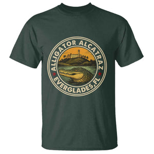 Alligator Alcatraz Everglades Florida T Shirt Vintage Political Satire Retro TS02 Dark Forest Green Print Your Wear