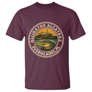 Alligator Alcatraz Everglades Florida T Shirt Vintage Political Satire Retro TS02 Maroon Print Your Wear