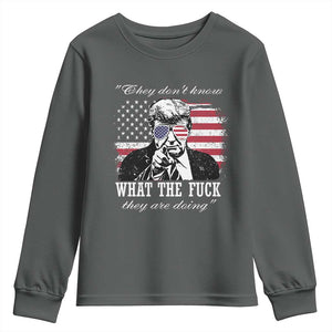 They Dont Know WTF Theyre Doing Youth Sweatshirt Trump Political American Flag TS02 Dark Heather Print Your Wear