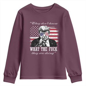 They Dont Know WTF Theyre Doing Youth Sweatshirt Trump Political American Flag TS02 Maroon Print Your Wear