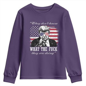 They Dont Know WTF Theyre Doing Youth Sweatshirt Trump Political American Flag TS02 Purple Print Your Wear